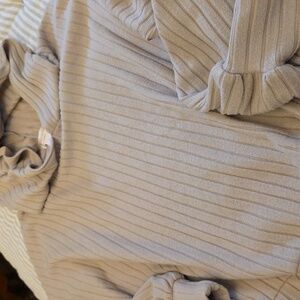 Ambrielle Beige Ribbed Cowl Neck Top